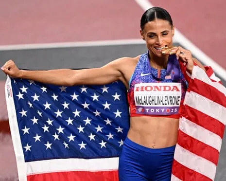 The American sprinter posts speediest women’s 400m in fourty years to claim gold medal